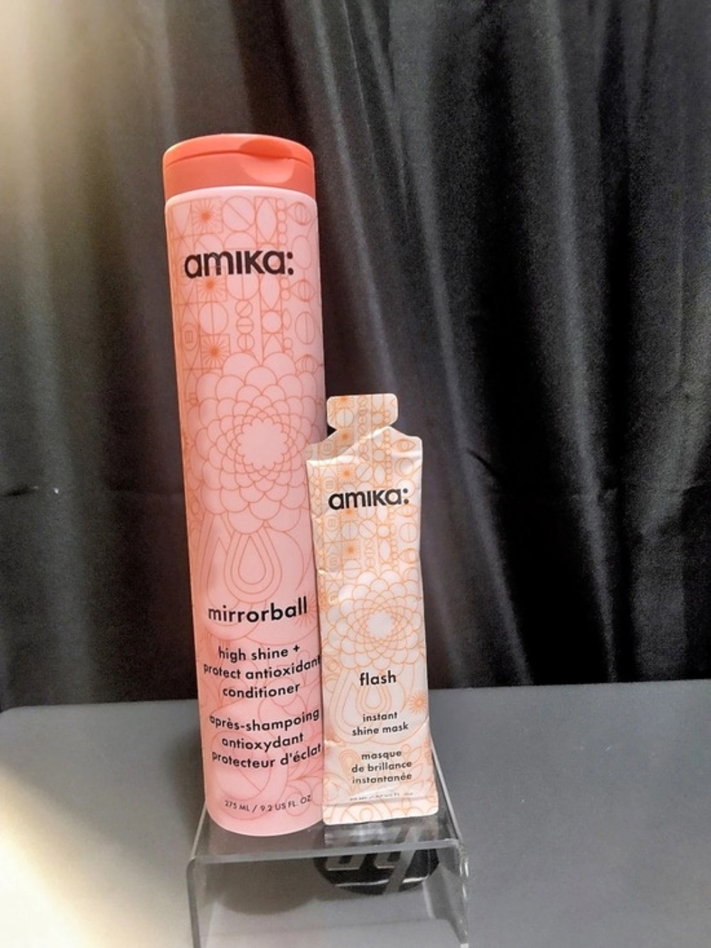 amika: mirrorball high shine + flash instant shine: Hair Shine Treatment Duo